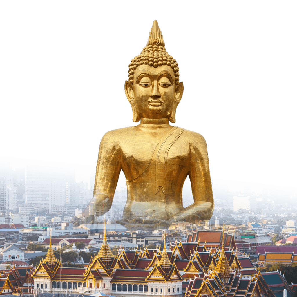 Budha with bangkok city view